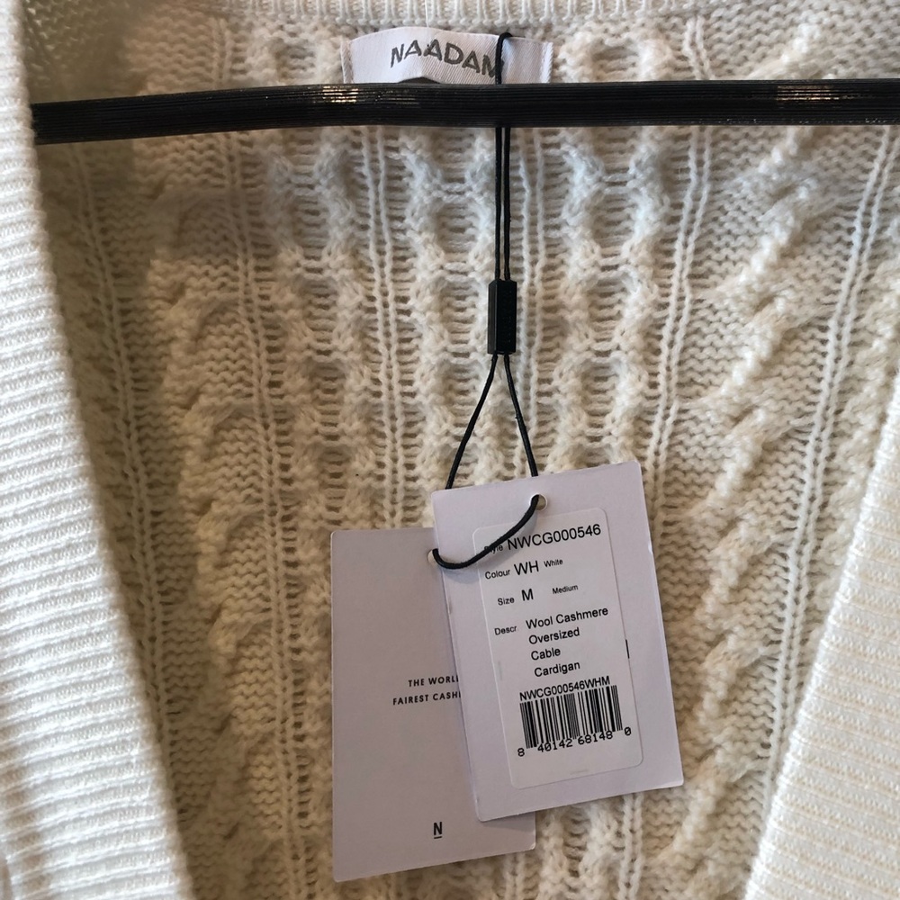 NAADAM wool cashmere boho oversized slouchy chunky cable knit grandpa cardigan - Picture 6 of 8